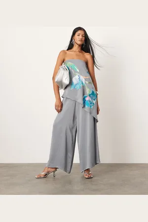 ASOS Super wide leg pants in charcoal - part of a set