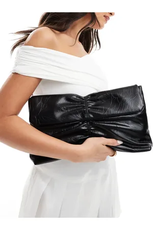 Glamorous Ruched clutch bag in patent