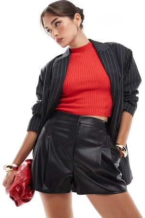 ASOS Pleat detail faux leather shorts in