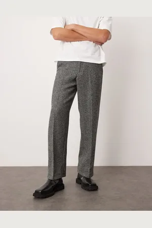 ASOS Smart wide leg wool blend herringbone pants in