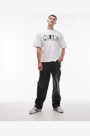 Topman Wide leg faux leather pants in