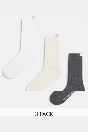 Cotton On Cotton On 3-pack signature crew socks in coconut/white/charcoal