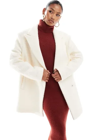 Aria Cove Oversized boucle wool look formal blazer in cream