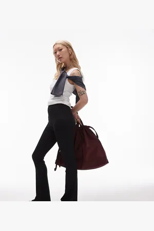 Topshop Skinny rib flared pants in