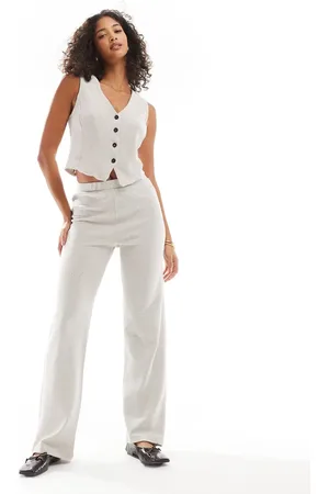 Pieces® Structured jersey high waisted pants in silver - part of a set