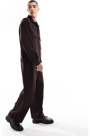 Bershka Premium smart pants in burgundy - part of a set