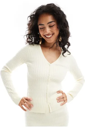 Pretty Lavish Cable knit cardigan in cream - part of a set