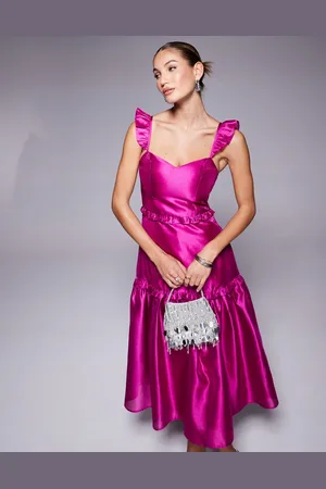 Lulus Tiered midaxi dress in fuchsia