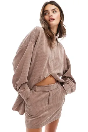 ASOS Cord belted micro mini skirt in mink - part of a set