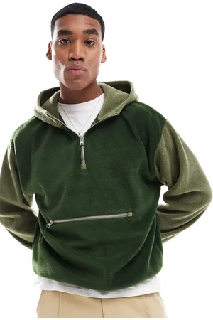 ASOS Oversized polar fleece hoodie with color block in dark