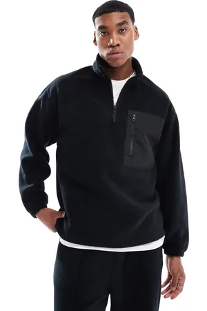ASOS Oversized half zip fleece sweatshirt in with chest pocket