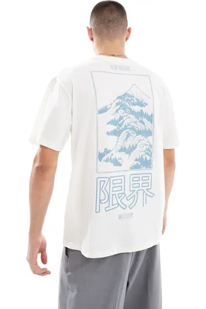 Only & Sons Oversized T-shirt with mountain back print in white