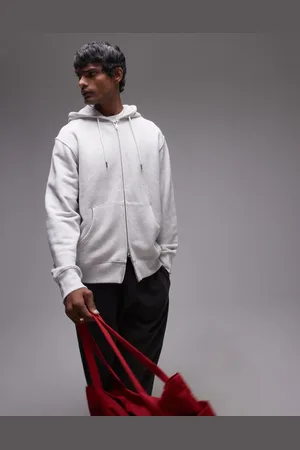 ARKET Relaxed hoodie with zip front in light melange