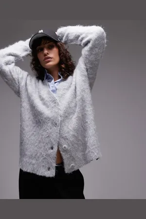 Topshop Knit ultra fluffy oversized cardigan in