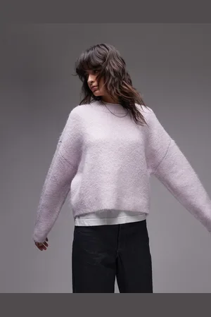 Topshop Knitted fluffy relaxed ultimate sweater in lilac