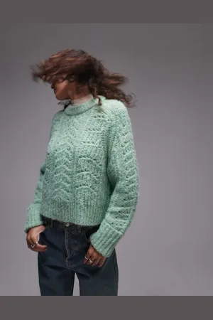 Topshop Stitchy knit crew neck relaxed sweater in