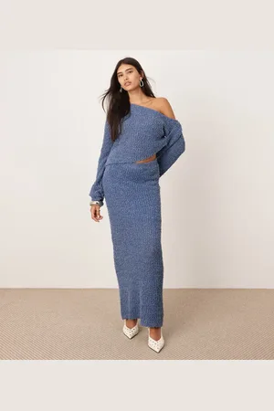ASOS Fine knit midaxi skirt in slate blue - part of a set