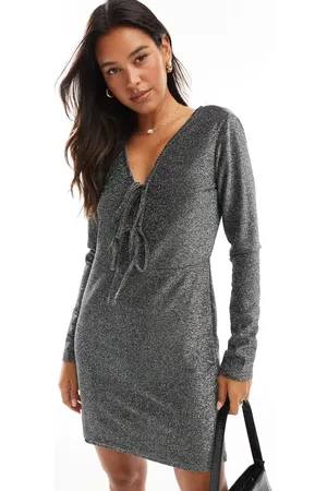 Object Tie front mini dress in glitter