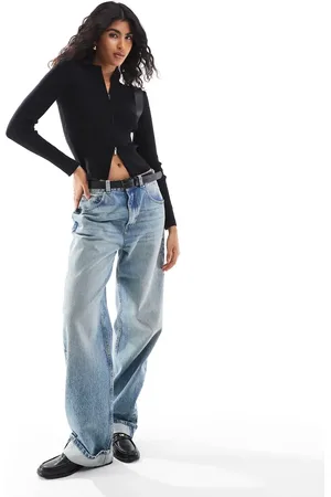 Pieces® Ribbed knit sweater with double zip in