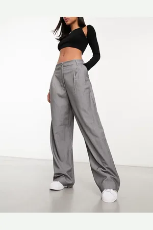 Monki High waist wide leg tailored pants in light