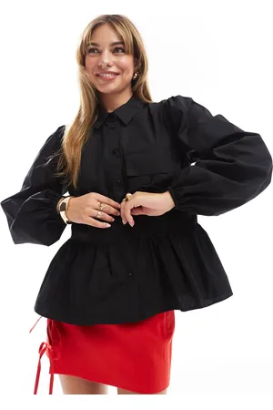 ASOS Cotton poplin smock shirt with tie pocket in