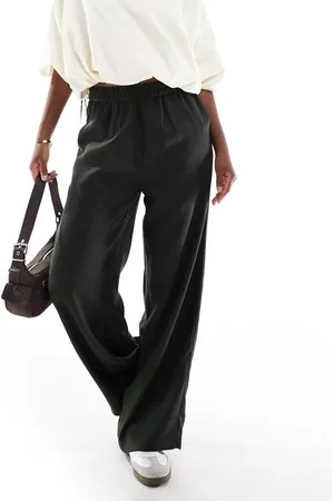ONLY Wide leg pull on pants in khaki