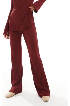 ONLY High waist textured pants in burgundy - part of a set
