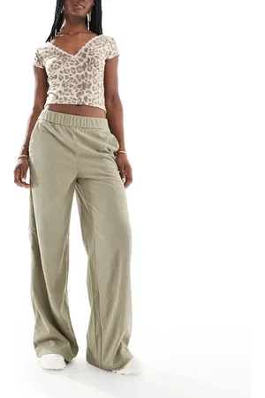 ONLY Wide leg pull on cord pants in sage