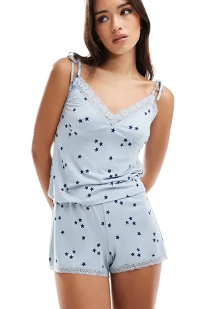 ASOS Mix & match super soft star print pajama short in with lace trim