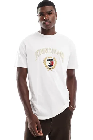Tommy Hilfiger Gold crest logo t-shirt in off