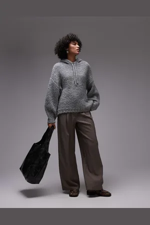 Topshop Knitted premium wool blend hoodie in