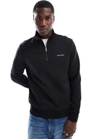 Calvin Klein Micro logo repreve quarter zip sweatshirt in