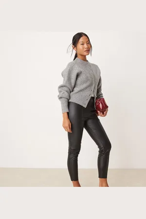 JDY High rise faux leather pants in