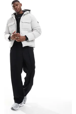 Only & Sons Padded coat with hood & utility pockets in ice