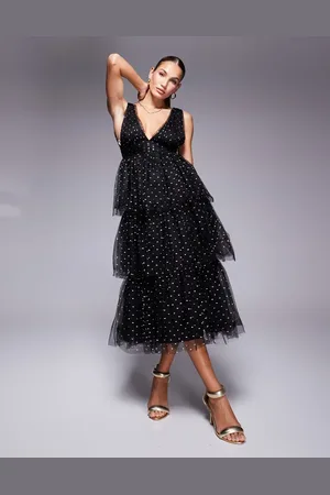Lulus Tiered midaxi dress in spot