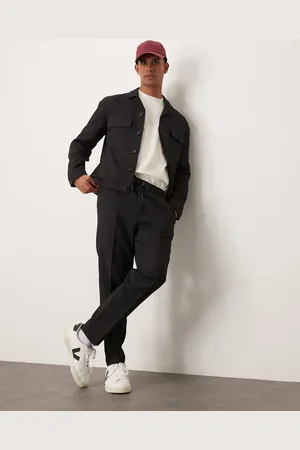 ASOS Tapered smart pull on pants in rib - part of a set
