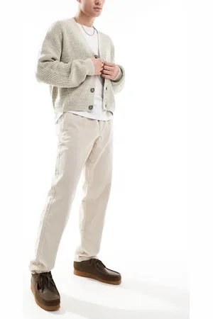 JACK & JONES Loose fit drawstring cord pants in light beige