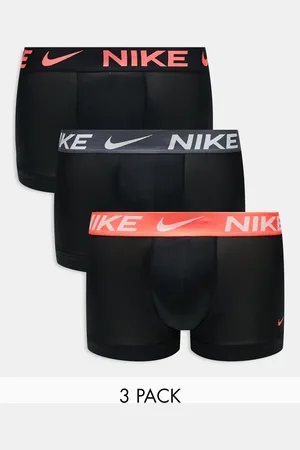 Nike Essential Microfiber 3 pack trunk with colored waistbands in red/pink/gray