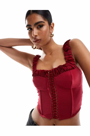 Miss Selfridge Corset top in burgundy