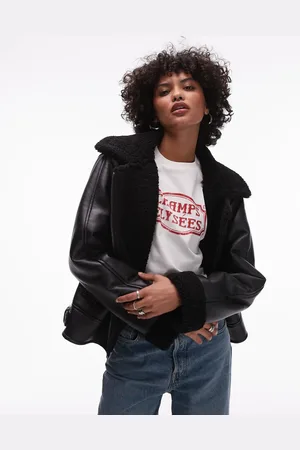 Topshop Shearling aviator jacket in and