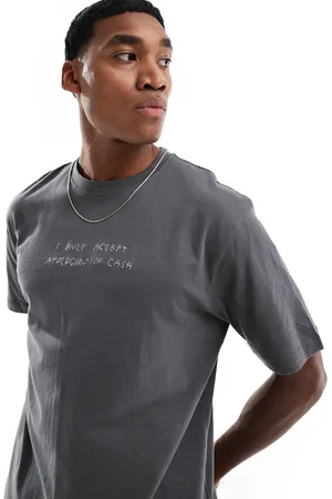 Only & Sons Relaxed t-shirt with home print in charcoal