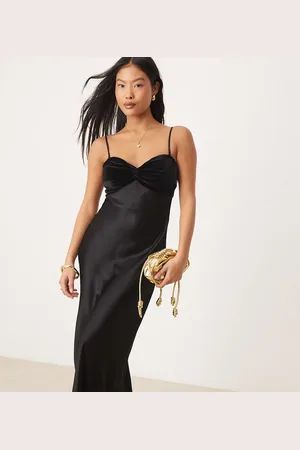EVER NEW Velvet satin cowl back maxi dress in