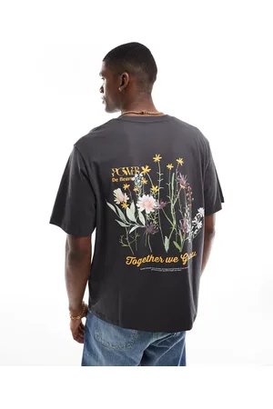 JACK & JONES Oversized t-shirt with flower back print in dark