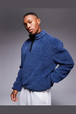 ASOS Boxy oversized half zip borg sweatshirt in