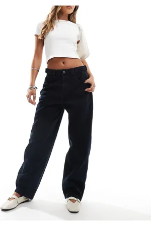 Stradivarius STR adjustable waist barrel jeans in indigo