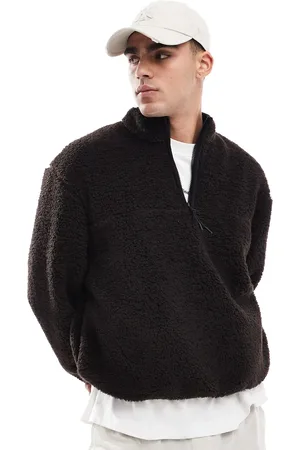 ASOS Boxy oversized half zip borg sweatshirt in