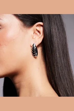 8 Other Reasons Ridged large stud earrings in rhodium plated