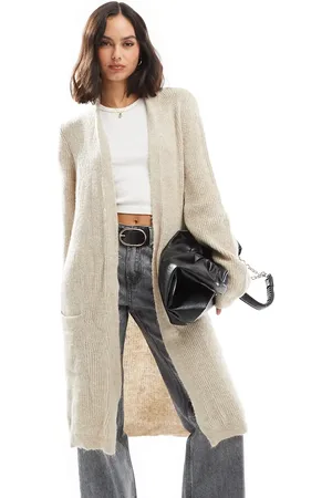ONLY Longline open cardigan in light beige