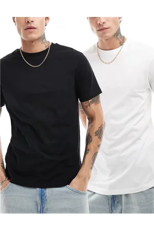 ASOS 2 pack crew neck t-shirts in black and white
