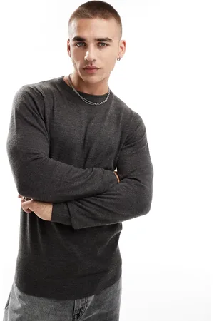 French Connection French Connection soft touch crew neck sweater in charcoal melange